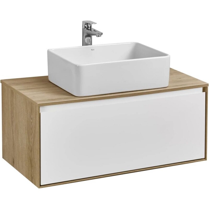 Изображение товара Тумба с раковиной Акватон Либерти 90 см, дуб эльвезия, белый
