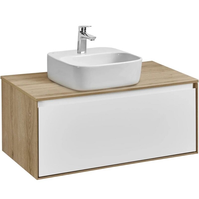 Изображение товара Тумба с раковиной Акватон Либерти 90 см, дуб эльвезия, белый, подвесная