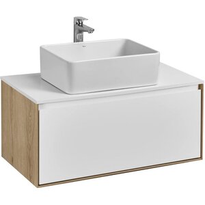 Изображение товара Тумба с раковиной Акватон Либерти 90 см дуб эльвезия и белая раковина Mila