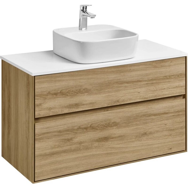 Изображение товара Тумба с раковиной Акватон Либерти 100 см дуб эльвезия накладная Одри фарфор