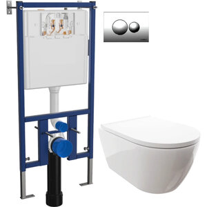 Изображение товара Инсталляция с подвесным унитазом 0700/4501/7312, унитаз Diwo Коломна 0700, сиденье микролифт, клавиша хром