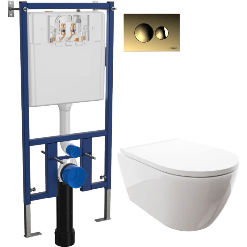 Изображение товара Инсталляция с подвесным унитазом DIWO Коломна 0700/4501/7315, сиденье микролифт, золотая клавиша