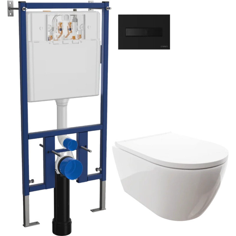 Изображение товара Инсталляция с подвесным унитазом 0700 диго Коломна с сиденьем микролифт и клавишей черная матовая