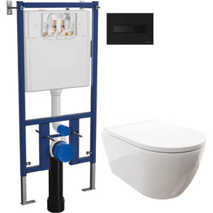 Изображение товара Инсталляция с подвесным унитазом 0700/4501/7323, унитаз Diwo Коломна 0700, сиденье микролифт, клавиша черная матовая