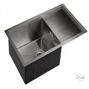 Изображение товара Мойка кухонная Emar Best EMB-124 PVD Nano Dark 70 см, нержавеющая сталь, цвет Nano Satine