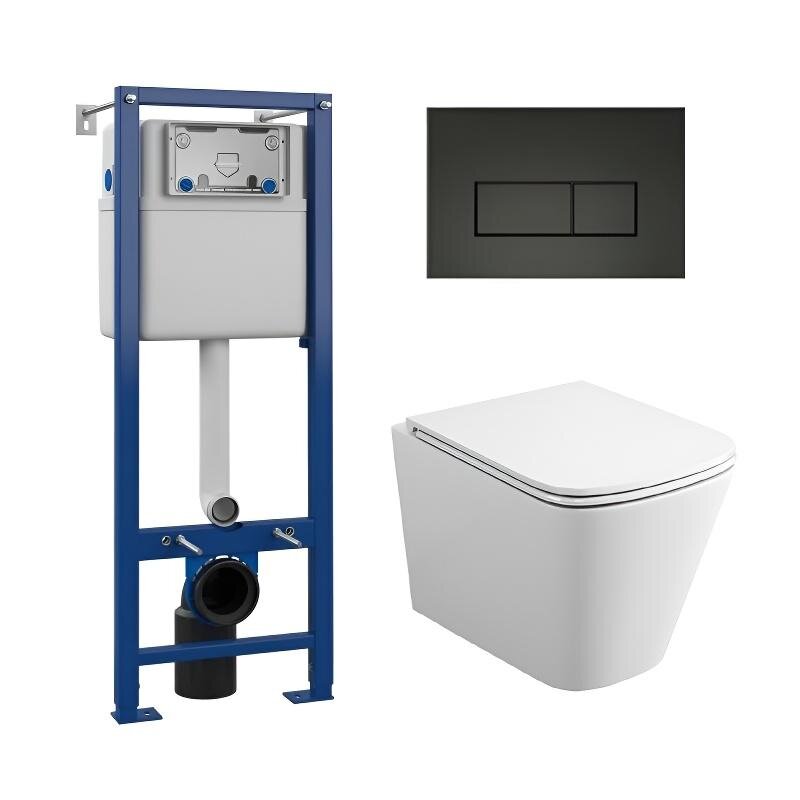 Изображение товара Инсталляция Maretti AC11P5211, с безободковым унитазом Umbria UM10PBM76-844, крышка-сиденье микролифт, клавиша Umbria AC12UM-560, черный, комплект, UM76UM56052