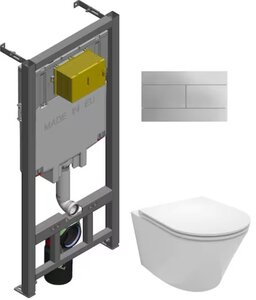 Изображение товара Инсталляция Jacob Delafon с безободковым унитазом Rodin+ E21751RU-00, крышка микролифт, клавиша хром в подарок, комплект