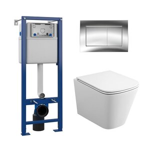 Изображение товара Инсталляция Maretti AC11P5211, с безободковым унитазом Umbria UM10PBM76-844, крышка-сиденье микролифт, клавиша Sofia AC12SF-015, хром, комплект, UM76SF01552