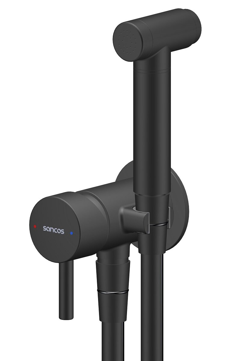 Изображение товара Гигиенический душ Sancos Atom, SC2001MB, со смесителем, черный матовый Изображение товара Гигиенический душ Sancos Atom, SC2001MB, со смесителем, черный матовый