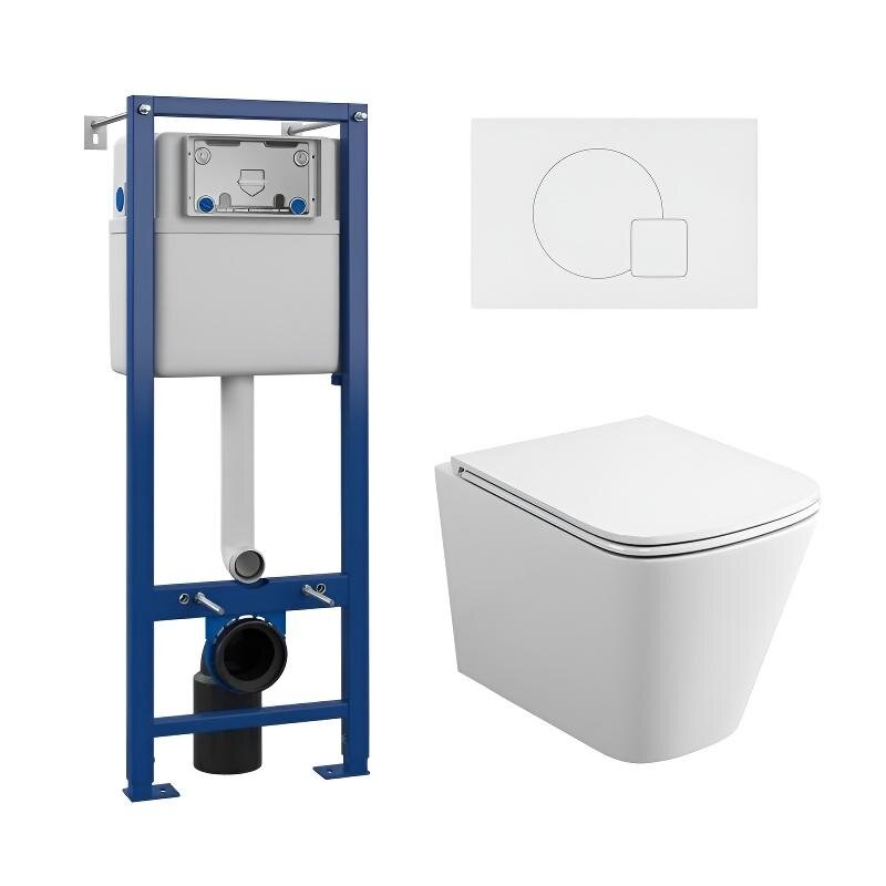 Изображение товара Инсталляция Maretti AC11P5211, с безободковым унитазом Umbria UM10PBM76-844, крышка-сиденье микролифт, клавиша Elio AC12EL-740, белый, комплект, UM76EL74052