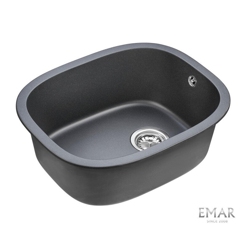 Изображение товара Кухонная мойка Emar Quartz EMQ-1560.P Морион 56 см врезная матовая черная