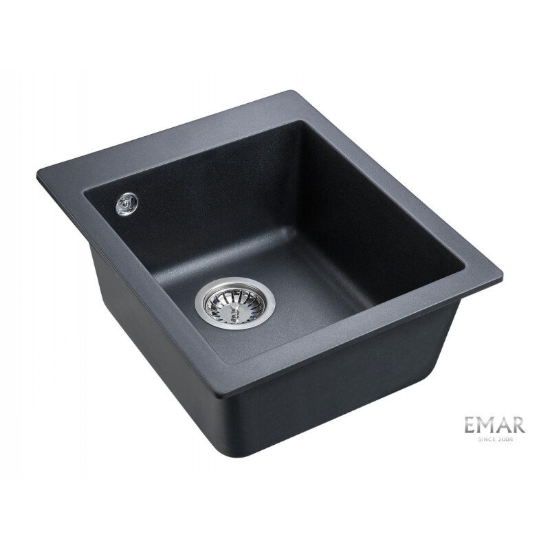 Изображение товара Мойка кухонная Emar Quartz EMQ-1415.Q Оникс 41,5 см с матовой поверхностью