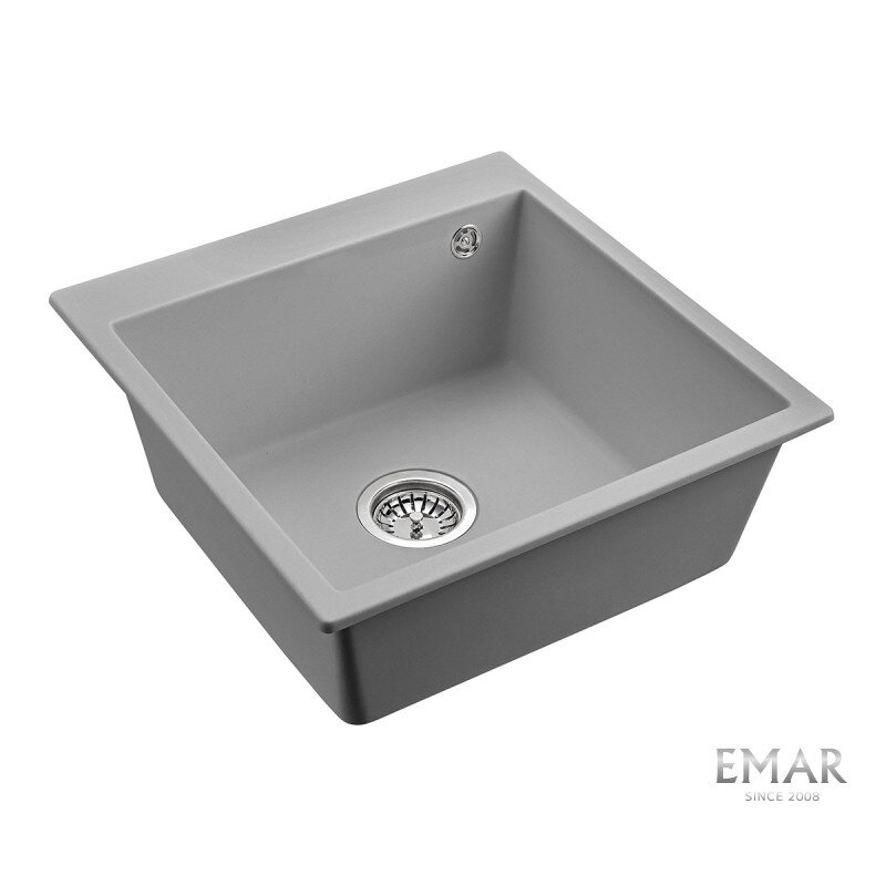Изображение товара Кухонная мойка Emar Quartz Алмаз 51 см искусственный камень серый накладная Изображение товара Кухонная мойка Emar Quartz Алмаз 51 см искусственный камень серый накладная