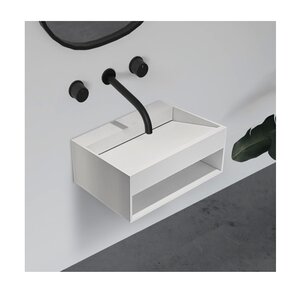 Изображение товара Тумба с раковиной Abber Stein 60 см подвесная искусственный камень белый матовый