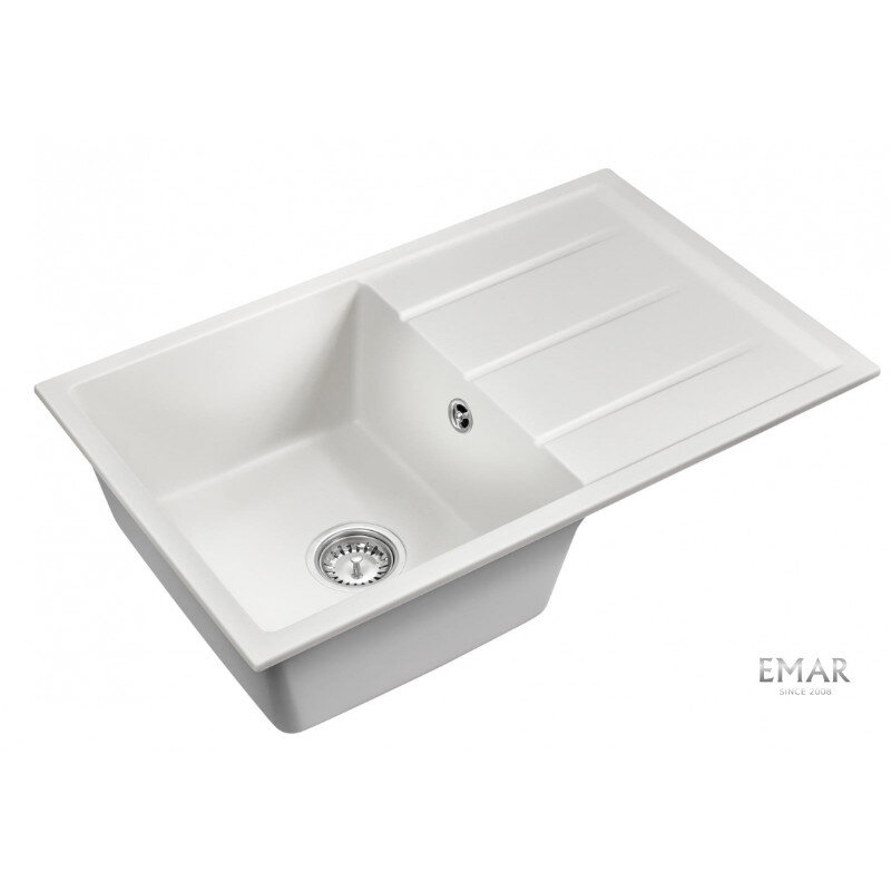 Изображение товара Кухонная мойка из искусственного камня Emar Quartz 80 см Агат белая