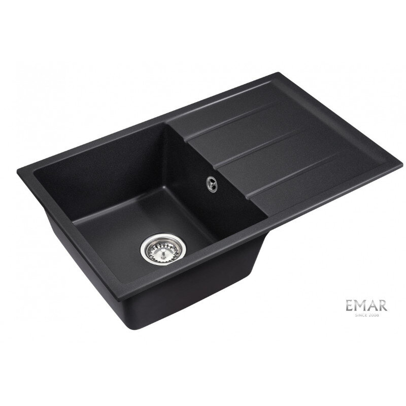Изображение товара Кухонная мойка Emar Quartz 80 см искусственный камень черная Оникс