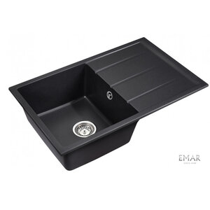 Изображение товара Кухонная мойка Emar Quartz 80 см искусственный камень черная Оникс