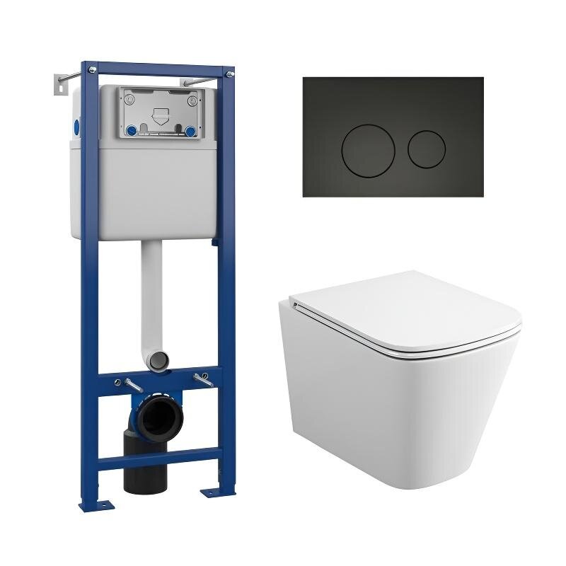 Изображение товара Инсталляция Maretti AC11P5211, с безободковым унитазом Umbria UM10PBM76-844, крышка-сиденье микролифт, клавиша Elena AC12EA-560, черный, комплект, UM76EA56052