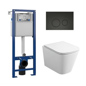 Изображение товара Инсталляция Maretti AC11P5211, с безободковым унитазом Umbria UM10PBM76-844, крышка-сиденье микролифт, клавиша Elena AC12EA-560, черный, комплект, UM76EA56052