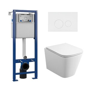 Изображение товара Инсталляция Maretti AC11P5211, с безободковым унитазом Umbria UM10PBM76-844, крышка-сиденье микролифт, клавиша Elena AC12EA-740, белый, комплект, UM76EA74052