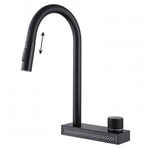 Изображение товара Смеситель Abber Wasser Kreis AF8114B, для кухонной мойки, с вытяжным изливом, цвет черный матовый