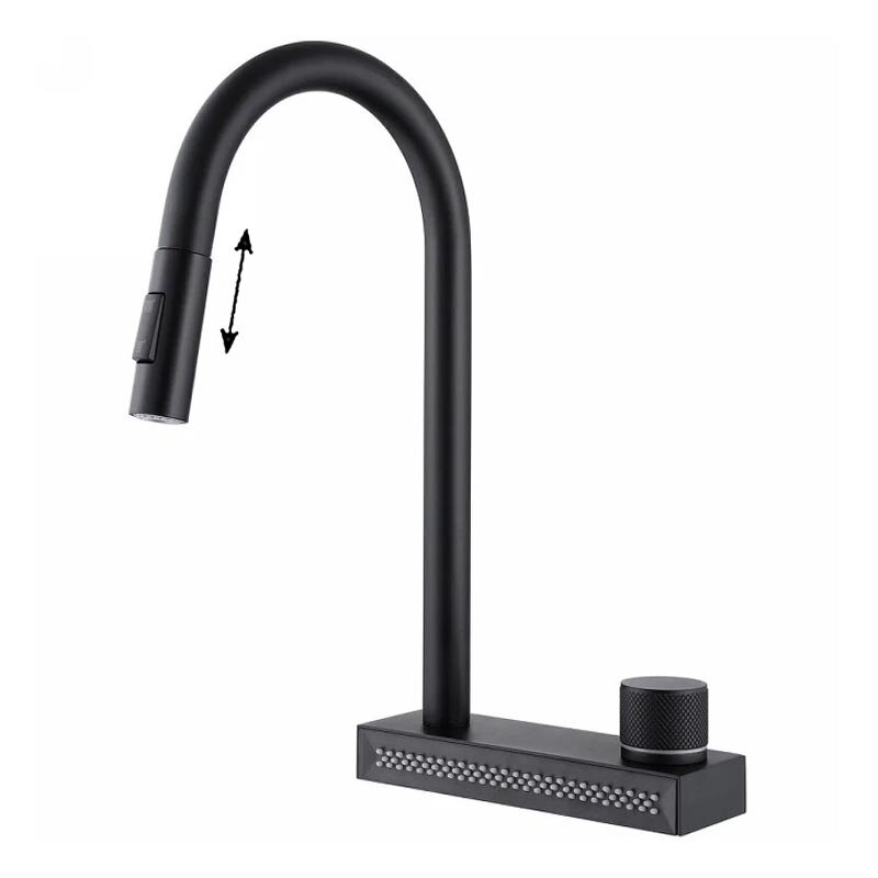 Изображение товара Кухонный смеситель Abber Wasser Kreis AF8114B с выдвижным изливом и черным матовым покрытием