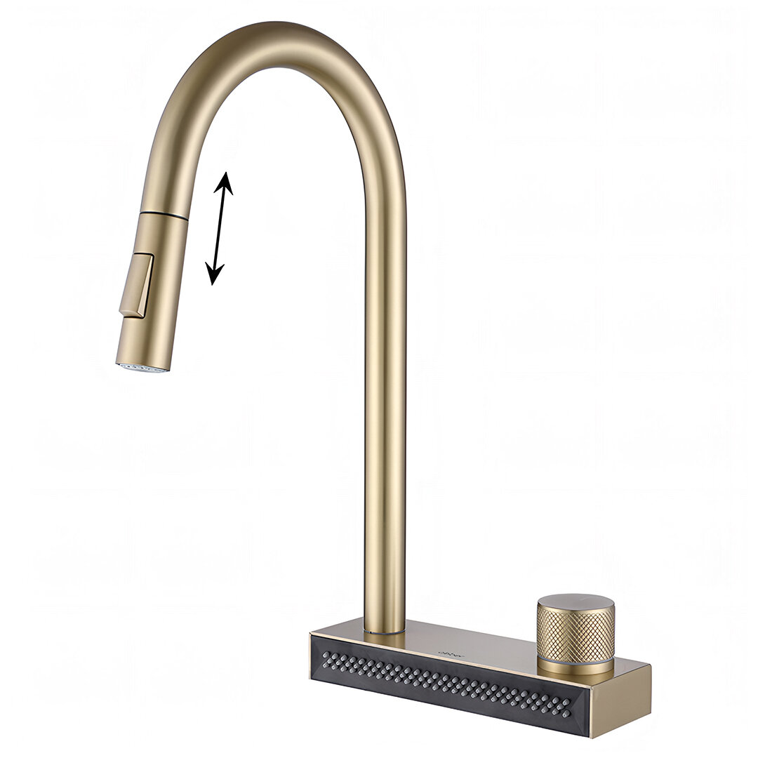 Изображение товара Abber Wasser Kreis AF8114G: кухонный смеситель с выдвижным изливом, золото матовое Изображение товара Abber Wasser Kreis AF8114G: кухонный смеситель с выдвижным изливом, золото матовое
