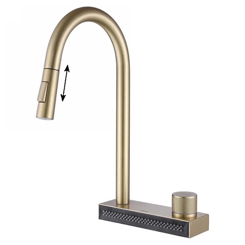 Изображение товара Abber Wasser Kreis AF8114G: кухонный смеситель с выдвижным изливом, золото матовое