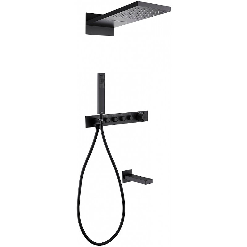 Изображение товара Душевая система Abber Rund AF8753B, термостатическая, на 3 потребителя, цвет черный матовый