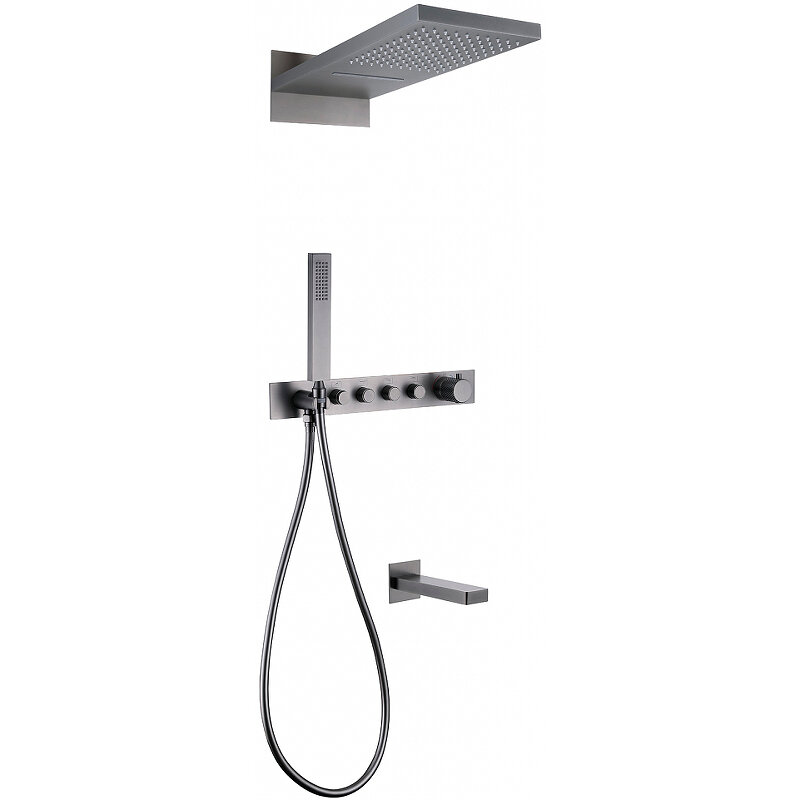 Изображение товара Душевая система Abber Rund AF8753NG, термостатическая, никель, 3 потребителя