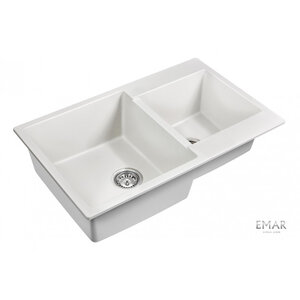 Изображение товара Мойка кухонная Emar Quartz EMQ-2800.Q Агат 80 см с двумя чашами и гарантией 5 лет