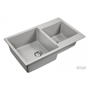 Изображение товара Кухонная мойка Emar Quartz 80 см барит с двумя чашами и гарантией 5 лет