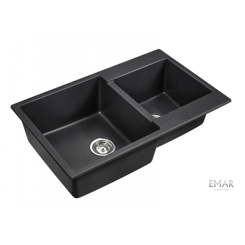 Изображение товара Мойка кухонная Emar Quartz EMQ-2800.Q Оникс 80 см