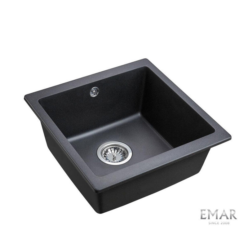 Изображение товара Кухонная мойка Emar Quartz EMQ-1455.P Морион 45,5 см искусственный камень