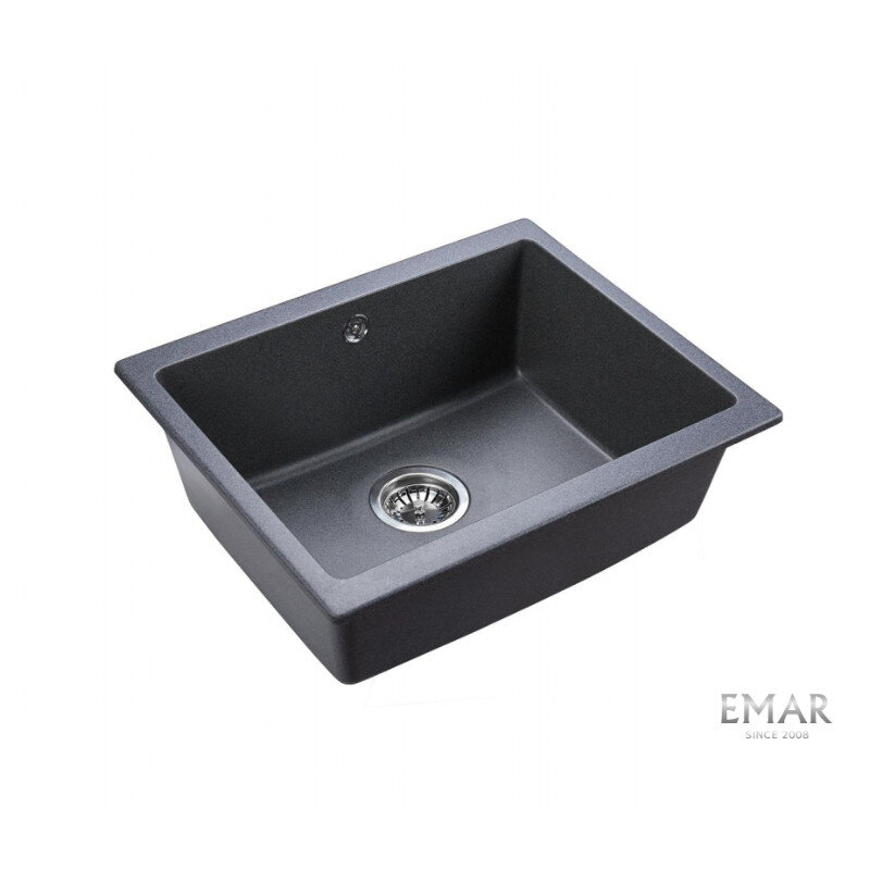 Изображение товара Кухонная мойка Emar Quartz EMQ-1555.P антрацит 55,5 см угловая