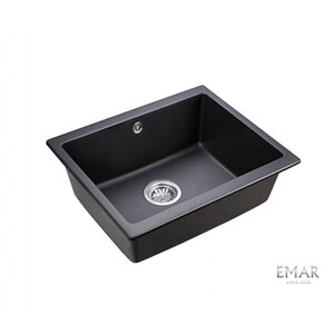 Изображение товара Кухонная мойка Emar Quartz EMQ-1555.P оникс 55,5 см накладная с гарантией 5 лет