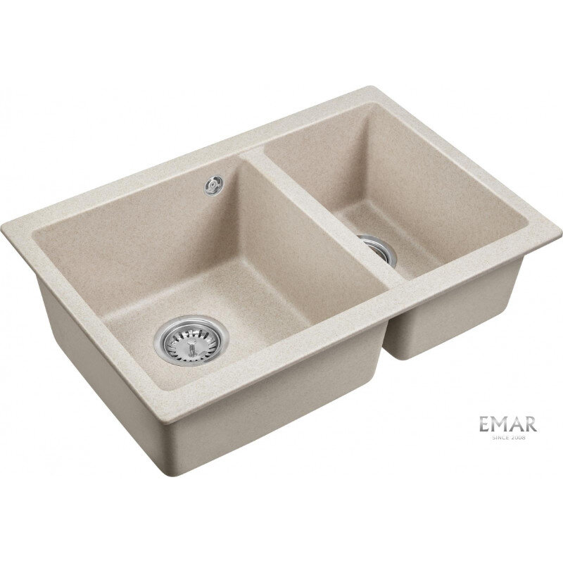 Изображение товара Кухонная мойка из искусственного камня Emar Quartz 66.5 см Берилл с двумя чашами