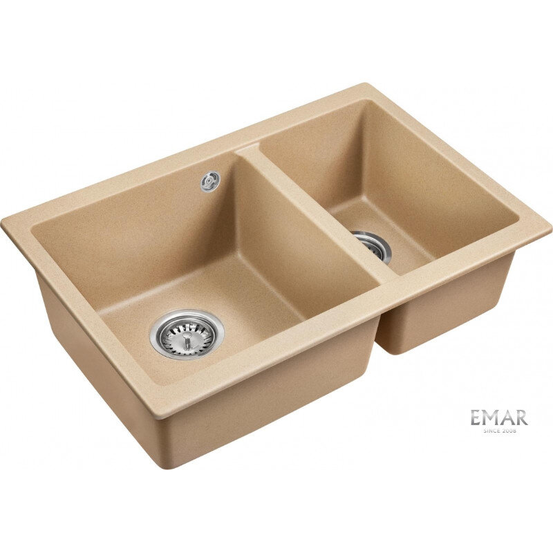 Изображение товара Мойка Emar Quartz EMQ-2665. PL Сардоникс 66, 5 см - угловая, 1 основная + 1 доп. чаша