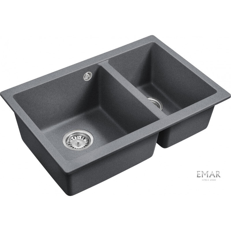 Изображение товара Мойка Emar Quartz EMQ-2665.PL Антрацит 66,5 см с двумя чашами