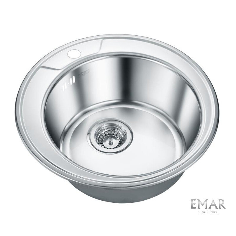 Изображение товара Кухонная мойка Emar Steel 490 из нержавеющей стали 49 см глянцевая Изображение товара Кухонная мойка Emar Steel 490 из нержавеющей стали 49 см глянцевая