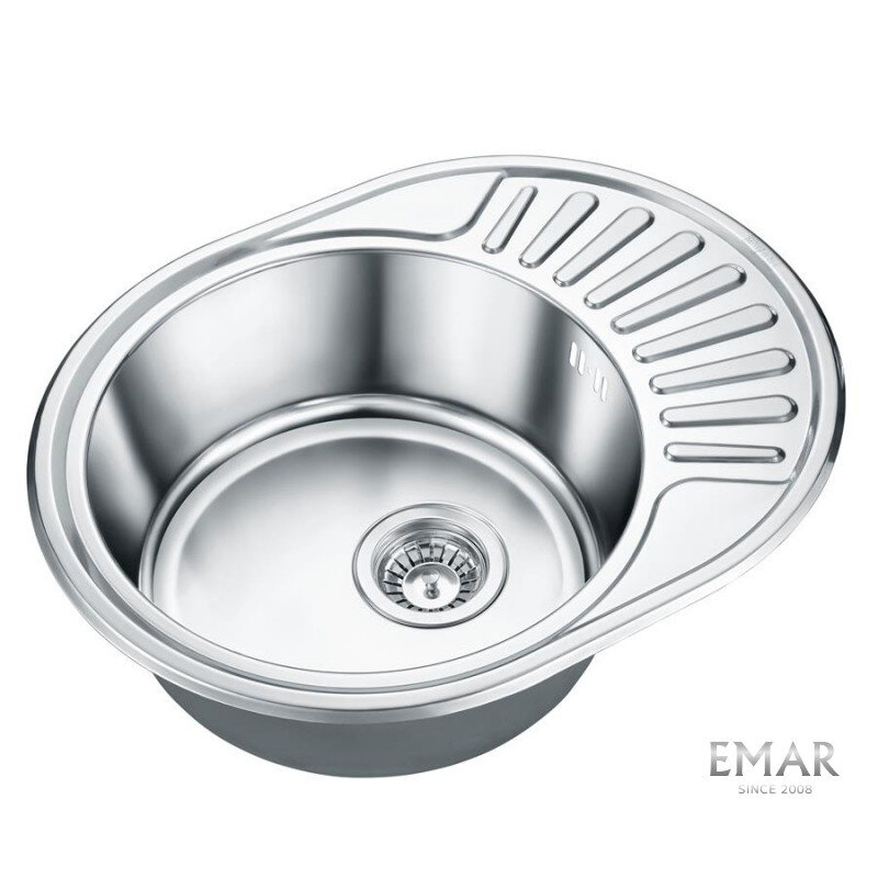 Изображение товара Мойка кухонная Emar Steel 5745, 57 см, нержавеющая сталь, цвет сталь глянец