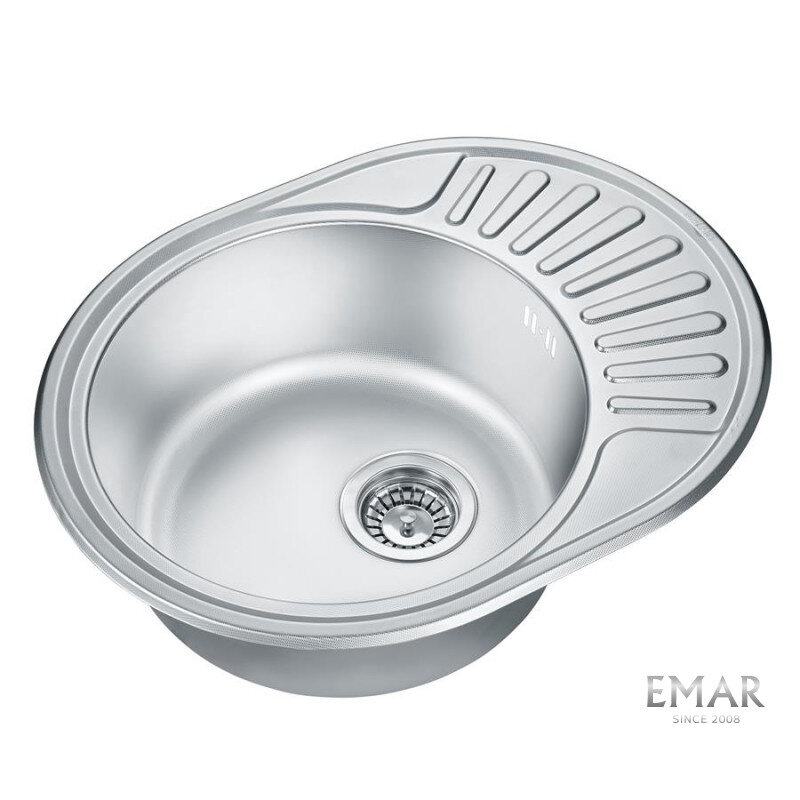 Изображение товара Мойка кухонная Emar Steel 5745 decor 57 см из нержавеющей стали, глянцевая