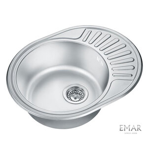 Изображение товара Мойка кухонная Emar Steel 5745 decor, 57 см, нержавеющая сталь, цвет сталь декор