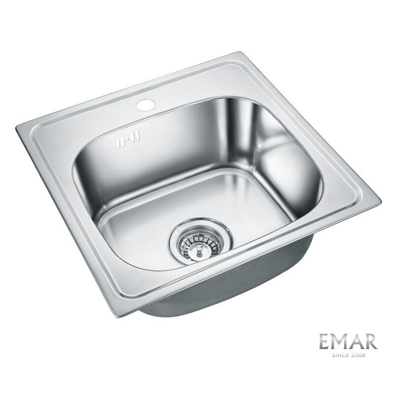 Изображение товара Мойка кухонная Emar Steel 130A, 46,5 см, нержавеющая сталь, цвет сталь глянец Изображение товара Мойка кухонная Emar Steel 130A, 46,5 см, нержавеющая сталь, цвет сталь глянец
