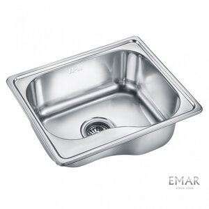Изображение товара Мойка кухонная Emar Steel 4740 из нержавеющей стали 47,5 см глянцевая установка сверху