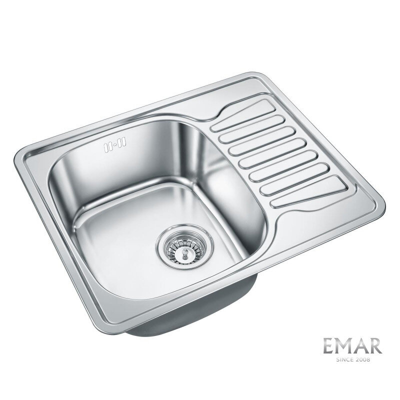 Изображение товара Мойка кухонная Emar Steel 5848, 58 см, нержавеющая сталь, цвет сталь глянец Изображение товара Мойка кухонная Emar Steel 5848, 58 см, нержавеющая сталь, цвет сталь глянец