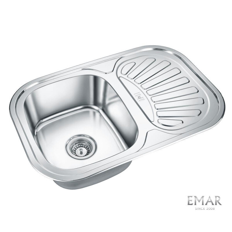 Изображение товара Кухонная мойка Emar Steel 7449 из нержавеющей стали, 74 см, глянец