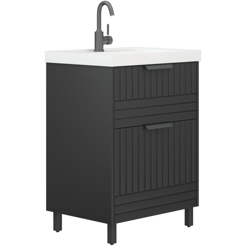 Изображение товара Тумба для раковины Corozo Терра 60, люкс матовый графит, SD-00001324