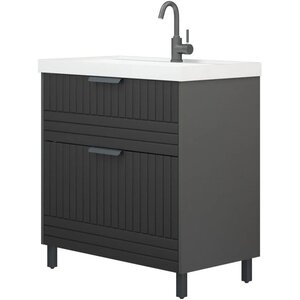 Изображение товара Тумба для раковины Corozo Терра 80, люкс матовый графит, SD-00001323