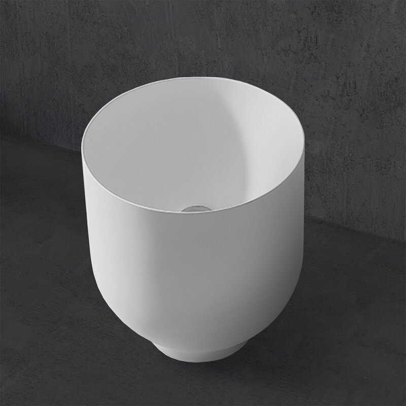 Изображение товара Раковина Abber Stein AS2618 40 см круглая накладная из искусственного камня белый матовый